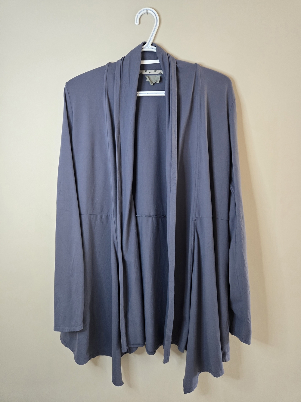 Athleta open-front draped long sleeve athletic sweater/cardigan, blueish purple